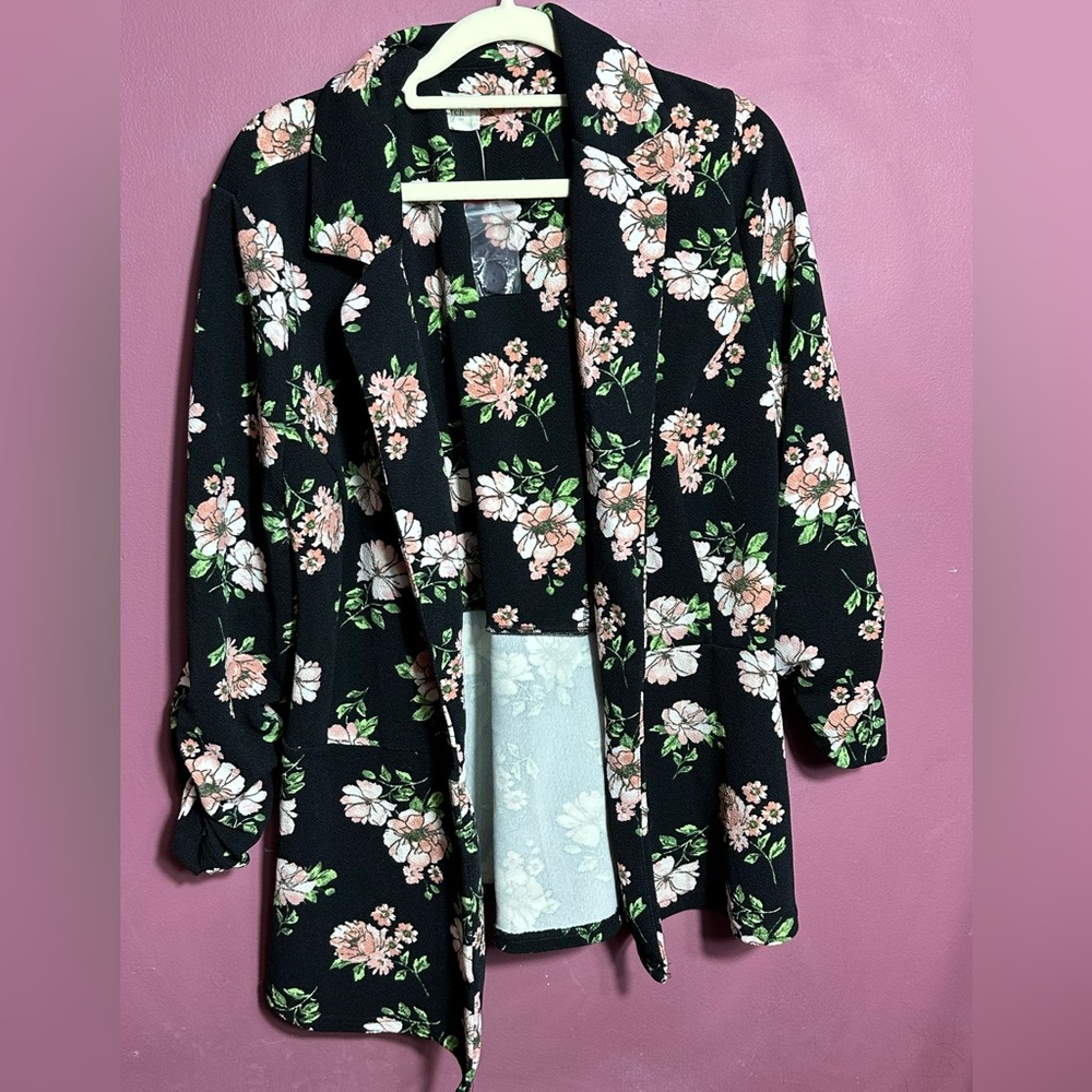 Perch by Blu Pepper Open Floral Blazer